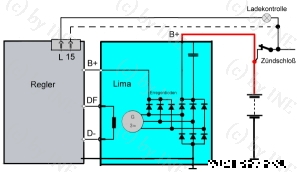 Drehstrolichtmaschine Schaltung mit Erregerdioden